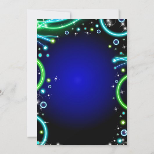 Boy Neon 10e verjaardag uitnodiging dubbele cijfer (Achterkant)