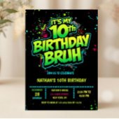 Boy Neon 10th Birthday Invitation Graffiti Style Kaart