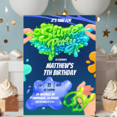  Boy Neon Blue Green Slime Birthday Invitation Kaart