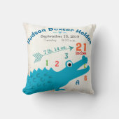 Boy Nursery Baby Birth Stat Alligator Schattige Ar Kussen (Voorkant)