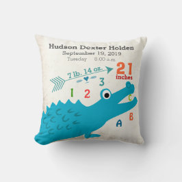 Boy Nursery Baby Birth Stat Alligator Schattige Ar Kussen