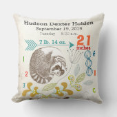Boy Nursery Baby Birth Stat Raccoon Arrow Patroon Kussen (Voorkant)