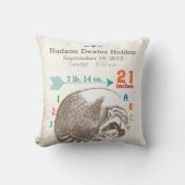 Boy Nursery Baby Birth Stat Raccoon Arrow Patroon Kussen (Voorkant)