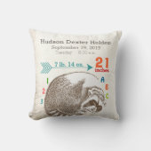 Boy Nursery Baby Birth Stat Raccoon Arrow Patroon Kussen (Voorkant)