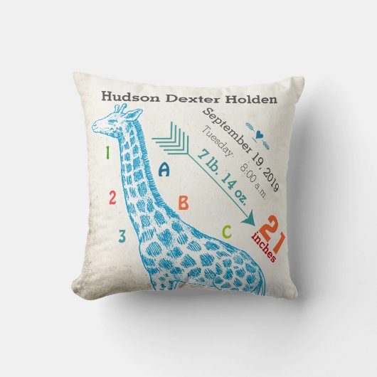 Boy Nursery Baby Geboorte Stat Giraffe Pijlpatroon Kussen (Voorkant)