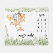 Boy Oerwoud Animals Gepersonaliseerd maandelijks B Fleece Deken (Voorkant (Horizontaal))