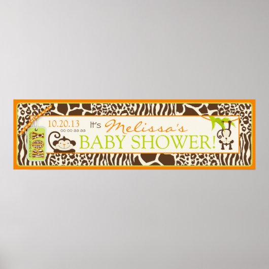 Boy Oerwoud Monkey Safari Baby shower Banner Poster (Voorkant)