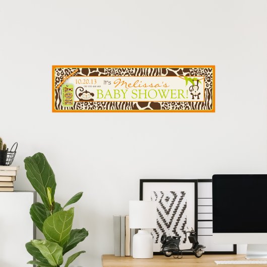 Boy Oerwoud Monkey Safari Baby shower Banner Poster (Thuiskantoor)