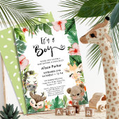 Boy Oerwoud Safari Tropisch groen Baby shower Kaart
