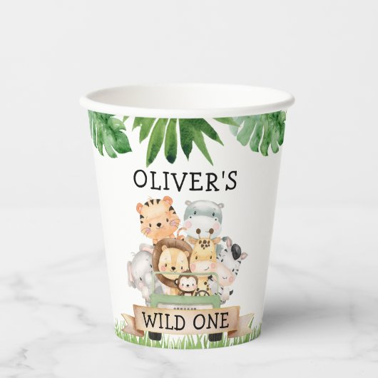 Boy Oerwoud Wild Een Verjaardagspapier Cups Papieren Bekers (Voorkant)