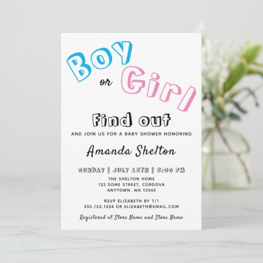 Boy of Girl Blauw Roze Geslacht Onthullen Baby sho Kaart (Staand voorkant)