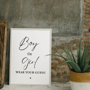 Boy Of Girl Draag je gok baby shower spel Poster