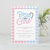 Boy of Girl Gingham Classic onthult geslacht Kaart (Staand voorkant)