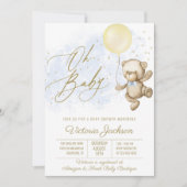 Boy Oh Baby Beer Ballon Baby shower Uitnodiging (Voorkant)