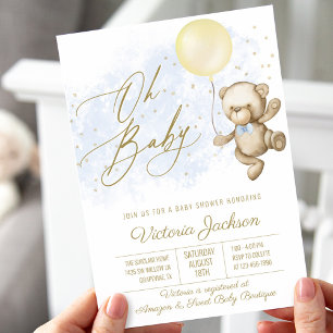 Boy Oh Baby Beer Ballon Baby shower Uitnodiging