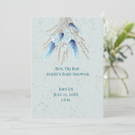 Boy Oh Boy Boho Twin Baby shower Kaart (Staand voorkant)