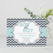 Boy Oh Boy Chic Chevron Baby shower Uitnodiging (Staand voorkant)