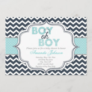 Boy Oh Boy Chic Chevron Baby shower Uitnodiging