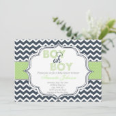 Boy Oh Boy Chic Chevron Baby shower Uitnodiging (Staand voorkant)