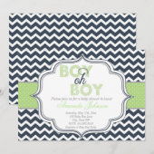 Boy Oh Boy Chic Chevron Baby shower Uitnodiging (Voorkant / Achterkant)