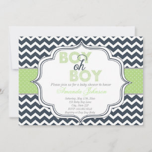 Boy Oh Boy Chic Chevron Baby shower Uitnodiging