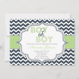 Boy Oh Boy Chic Chevron Baby shower Uitnodiging