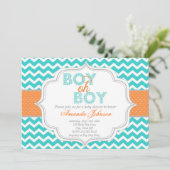 Boy Oh Boy Chic Chevron Baby shower Uitnodiging (Staand voorkant)