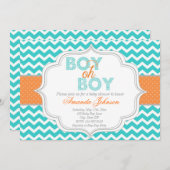 Boy Oh Boy Chic Chevron Baby shower Uitnodiging (Voorkant / Achterkant)