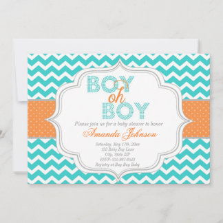 Boy Oh Boy Chic Chevron Baby shower Uitnodiging