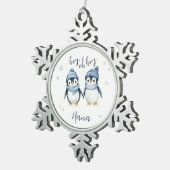 Boy Oh Boy Winter baby shower Tin Sneeuwvlok Ornament (Rechts)