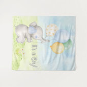 Boy Olifant Baby shower Achtergrond Wandkleed (Voorkant (horizontaal))