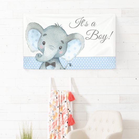 Boy Olifant Baby shower Banners (Insitu)