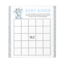 Boy Olifant Baby shower Bingo spel Kaarten Notitieblok