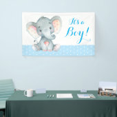 Boy Olifant Baby shower Blauwe Banner (Beurs)