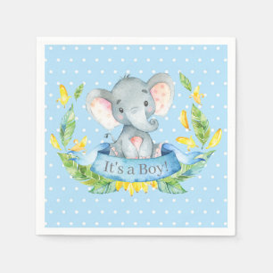 Boy Olifant Baby shower Blauwe servetten