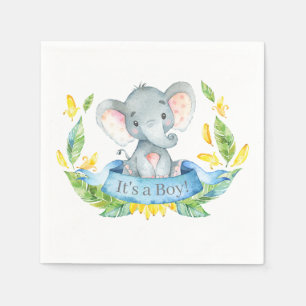 Boy Olifant Baby shower Blauwe servetten