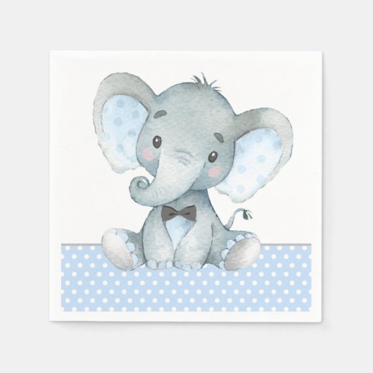 Boy Olifant Baby shower Papieren servetten (Voorkant)