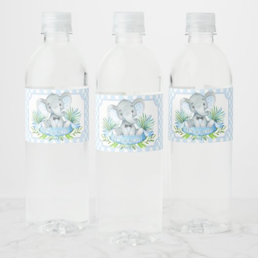 Boy Olifant Baby shower Waterfles Labels Waterfles Etiket (Flessen)