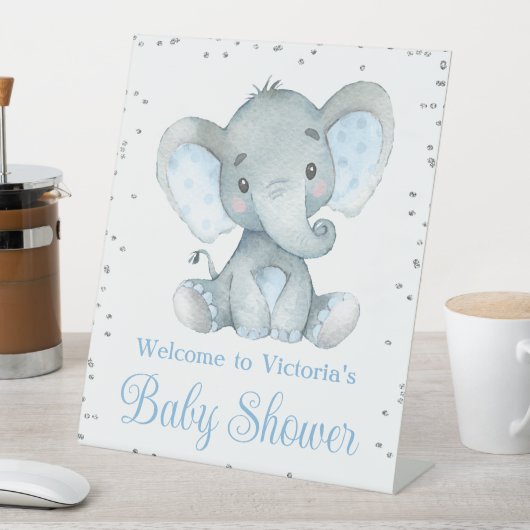 Boy Olifant Baby shower Welkomstbord Tafel Reclamebord Met Voetstuk (Insitu)