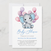 Boy olifant blauw ballon script schattig Baby show Kaart (Voorkant)