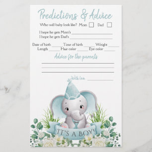 Boy Olifant Bow Stropdas Baby shower Dubbele Game  Flyer