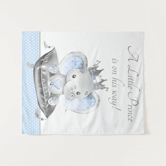 Boy Olifant Prince Baby shower Achtergrond Banner Wandkleed (Voorkant (horizontaal))
