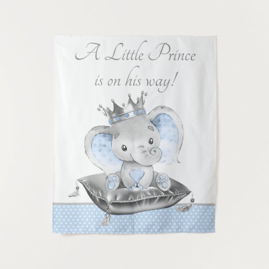 Boy Olifant Prince Baby shower Achtergrond Banner Wandkleed (Voorkant)