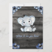 Boy olifant rustieke Baby shower uitnodiging Flora (Achterkant)