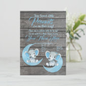 Boy Olifanten Baby shower Invitation rustieke moo Kaart (Staand voorkant)