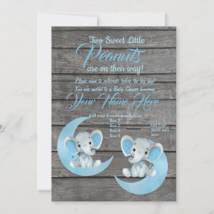 Boy Olifanten Baby shower Invitation rustieke moo Kaart