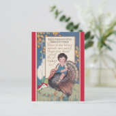  Boy op een Turkije Thanksgiving Briefkaart (Staand voorkant)
