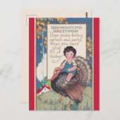  Boy op een Turkije Thanksgiving Briefkaart (Voorkant / Achterkant)
