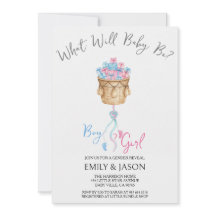 Boy Or Girl Blue Or Pink Gender Reveal Invitation