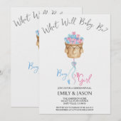 Boy Or Girl Blue Or Pink Gender Reveal Invitation Kaart (Voorkant / Achterkant)